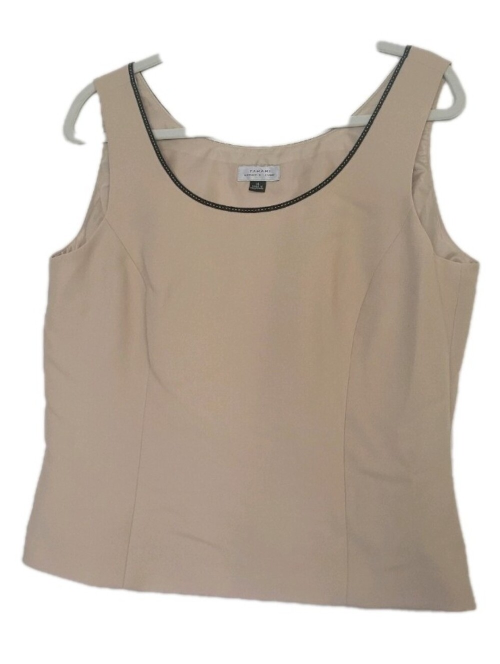 Tahari Arthur S. Levine Petite Size 14 Beige Side Zip Sleeveless Tank Top Shell